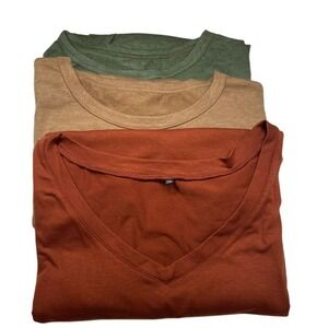 BUNDLE OF 3 Layering Essential Tee Shirts Rust Green Tan Plus Size XL-2XL